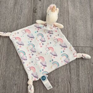 Mary Meyer Unicorn Lovey Knotted Ribbed Security Blanket Rainbows Clouds Stars